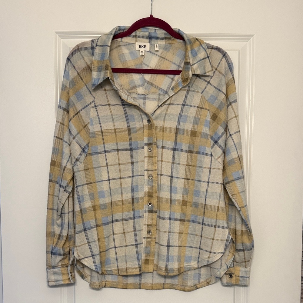 BKE Checkered Shirt in Blue and Tan